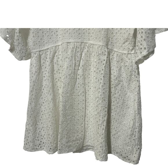 ELAN INTERNATIONAL WOMENS XLARGE 3/4 SLEEVE LINED EYELET MINI DRESS WHITE - Picture 9 of 14